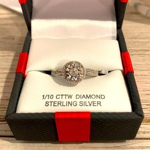 Sterling silver diamond ring.